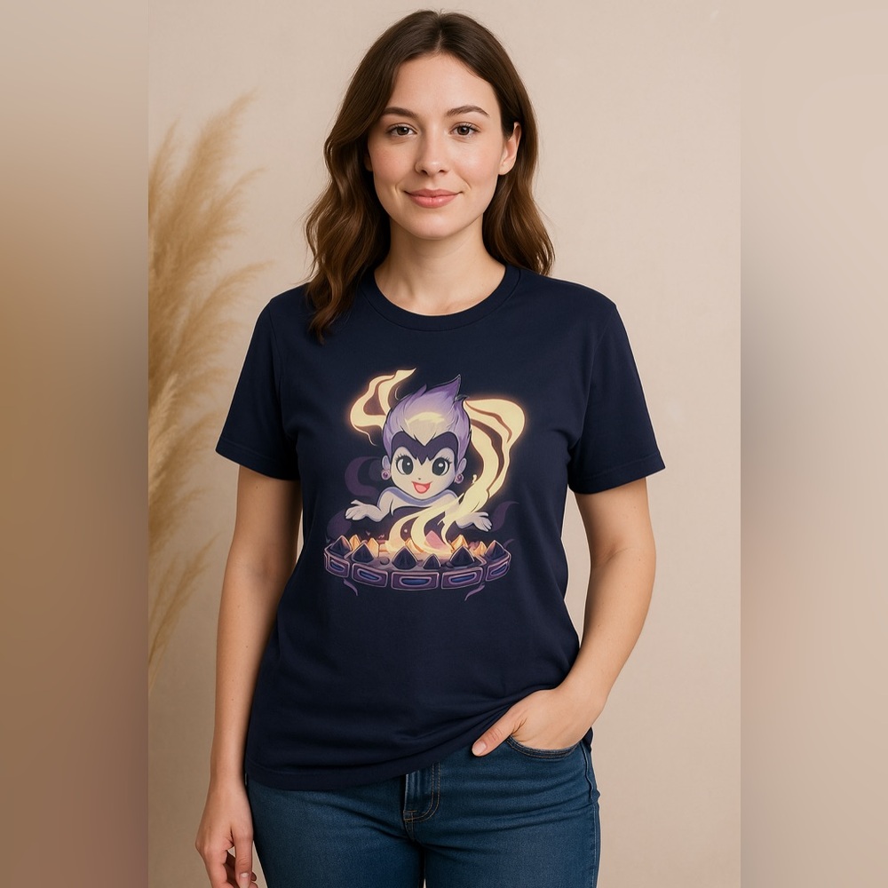 Disney Women’s Ursula Baby Tee Navy Short Sleeve Crew Neck Graphic Tee Size L